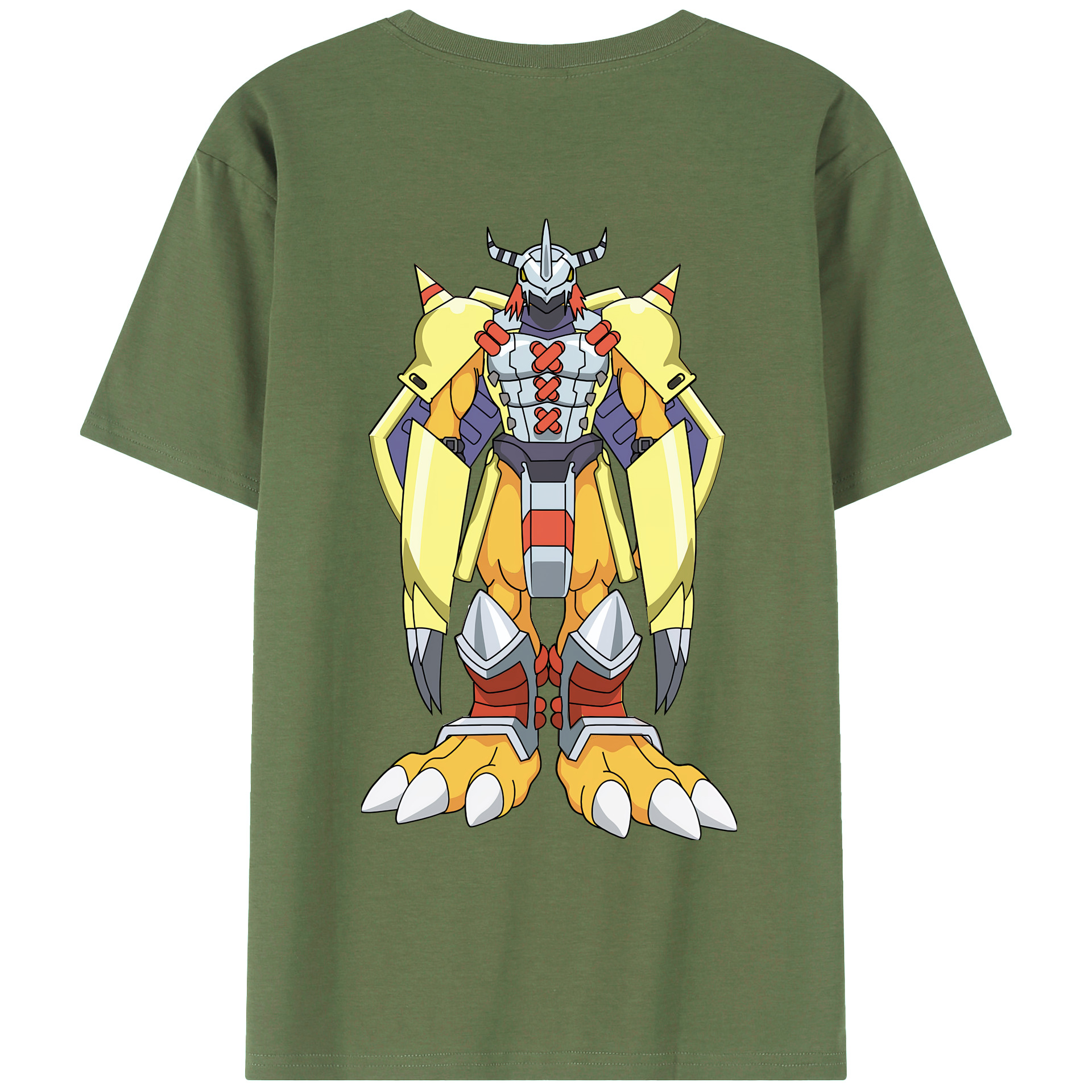 （画像用） Digimon デジタルモンスター/デジモン 綿100％ メンズ半袖Tシャツ（バックプリント） 通気性